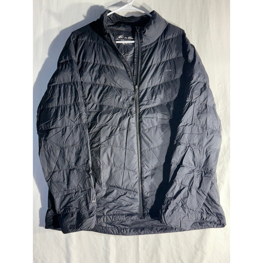 Eddie Bauer Mens Packable Down Jacket Black Puffer Full Zip XL EB800